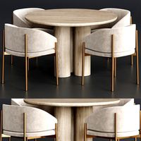 Porro Frank Anya Travertine dining table and armchair (318808)