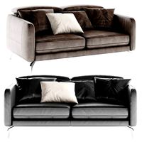 Muebles Sofa 2 Plazas Piel Negra Ref Loft (278406)