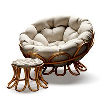Rattan Papasan armchair and footrest (224278)