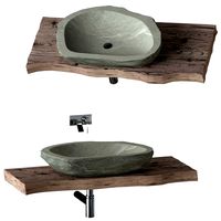 Wash-basin made of stone with a slab countertop (180968)
