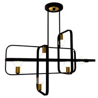 Linear Bronze Chandelier with Antique Brass Inlays (180916)