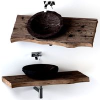 Wash-basin made of stone with a slab countertop (180889)