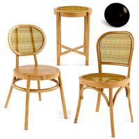 3 Samples Of Bodeco Wooden Rattan Chair (178590)