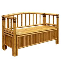 Bamboo woden bench rectangular with rattan wicker (167642)