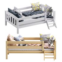 Ernie Solid Pine Ekomebel Childrens Bed With Side Board And Stairs (159944)