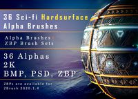 36 Sci-Fi Hardsurface Trim Brushes (159892)