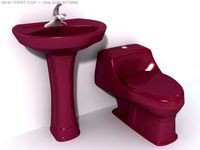 Pedestal Sink and Toil Bowl 3D Model