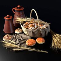 Composition with buns in a wicker basket (137205)