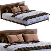 Mid Century Platform Walnut Bed   (135156)