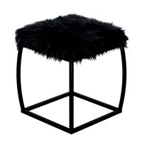 Ridge Road Decor Faux Fur Upholstered Ottoman in Gray (134993)