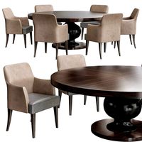 Designer Italian Round Ebony Veneered Dining Set (125800)