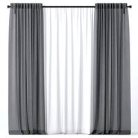 Black sheer linen curtains (125497)
