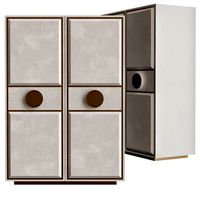 High End Contemporary Italian Ivory Nubuck Cabinet (124273)