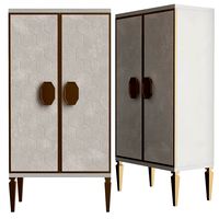 Exclusive High End Italian Ivory Nubuck Leather Cabinet (124260)