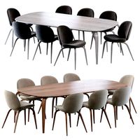 Beetle Dining Chair and Gubi Dining Table Elliptical (122773)