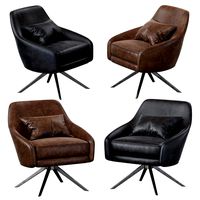 Leather Pleated Swivel Armchair (119854)
