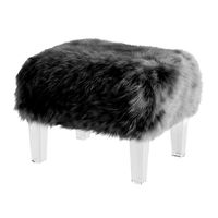 Inspired Home Faux Fur Wayne Ottoman in Grey (119827)