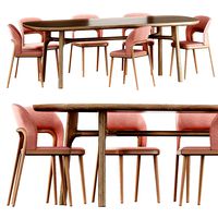 Thonet and ROLF BENZ 909 dining table and chair (111127)