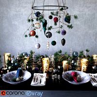 Festive Table Setting in Dark Colors (110322)