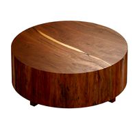 Dillon Natural Yukas Round Wood Coffee Table (Crate and Barrel) (110139)