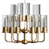 Brass & Blue Glass Tube Chandelier by Hans Agne Jakobsson (109449)