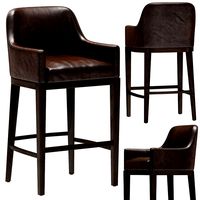 Restoration Hardware Morgan Curved-Back Track Leather Bar Stool (107223)