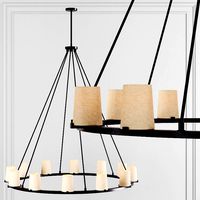 Restoration Hardware PAUILLAC ROUND CHANDELIER 48 Fabric shade and Black (106866)