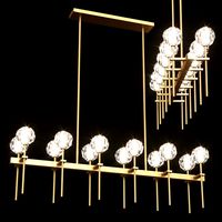 BOULE DE CRISTAL GRAND DOUBLE LINEAR Brass CHANDELIER (106696)