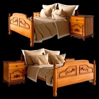 Wooden bed with linen (102706)