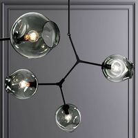 3-globe Oil-rubbed Bronze and Dark Green Glass Branching Bubble Chandelier  (73642)