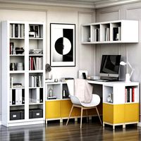 Ikea Corner Workplace with Eket Storages and Billy Oxberg Bookcase (68509)
