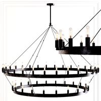 Restoration Hardware CAMINO VINTAGE FILAMENT 2-TIER CHANDELIER 63 Black (47035)