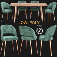 Gloria Mid-Century Walnut Dining Table and chair (34208)