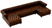 Restoration Hardware Cambridge Leather U-Chaise Sectional (22496)