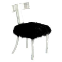 Lucite Side Chair Upholstered in Natural Sheepskin (22200)