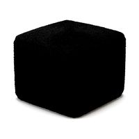 Black Curly Sheepskin Square Pouf (20708)