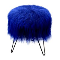 Blue Fake Fur Stool  (20573)