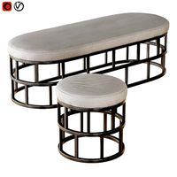 Riviera Banquet and Pouf (19152)