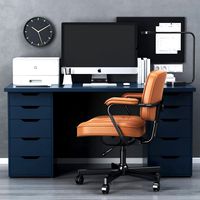 Ikea Office Workplace with Alex Table and Alefjäll Chair (18910)