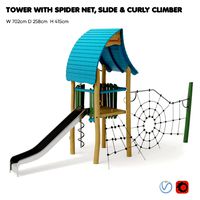 Kompan NRO1015 Tower With Spider Net, Slide and Curly Climber (17763)