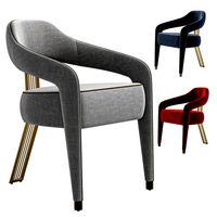 Dining Chair In White Boucle And Brass Rear Leg Invicta Ii (335448)