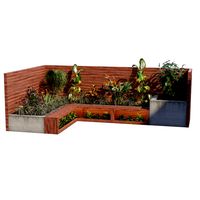 Corner bench seating with planter