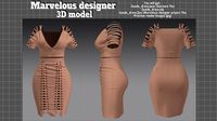 Suede sexy dress - Marvelous designer 3D model
