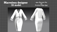 Tassle Top and Skirt Vintage cloth set - Marvelous designer 3D model