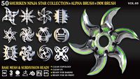 50 Shuriken_Ninja_Star_Collection_Vol_03 ( UV / IMM /Alpha / OBJ / FBX / .BLEND / 3DSMAX / C4D / LIB4D / STL /PNG )