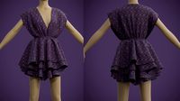 3D Floral Print Layered Ruffle summer Dress