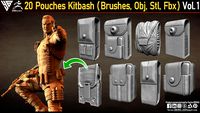 20 Pouches Kitbach (IMM Brushes, Obj, Stl, Fbx)