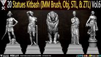 20 Statues Kitbash (IMM Brush, Obj, STL, & ZTL) Vol 06