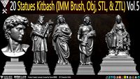 20 Statues Kitbash (IMM Brush, Obj, STL, & ZTL) Vol 05