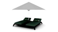 3D model sunbeds and umbrellas